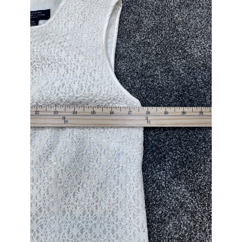 Tahari Arthur Levine Womens Solid Sheath Dress, Off-White, 12P Small stain‎ pics - Picture 5 of 8